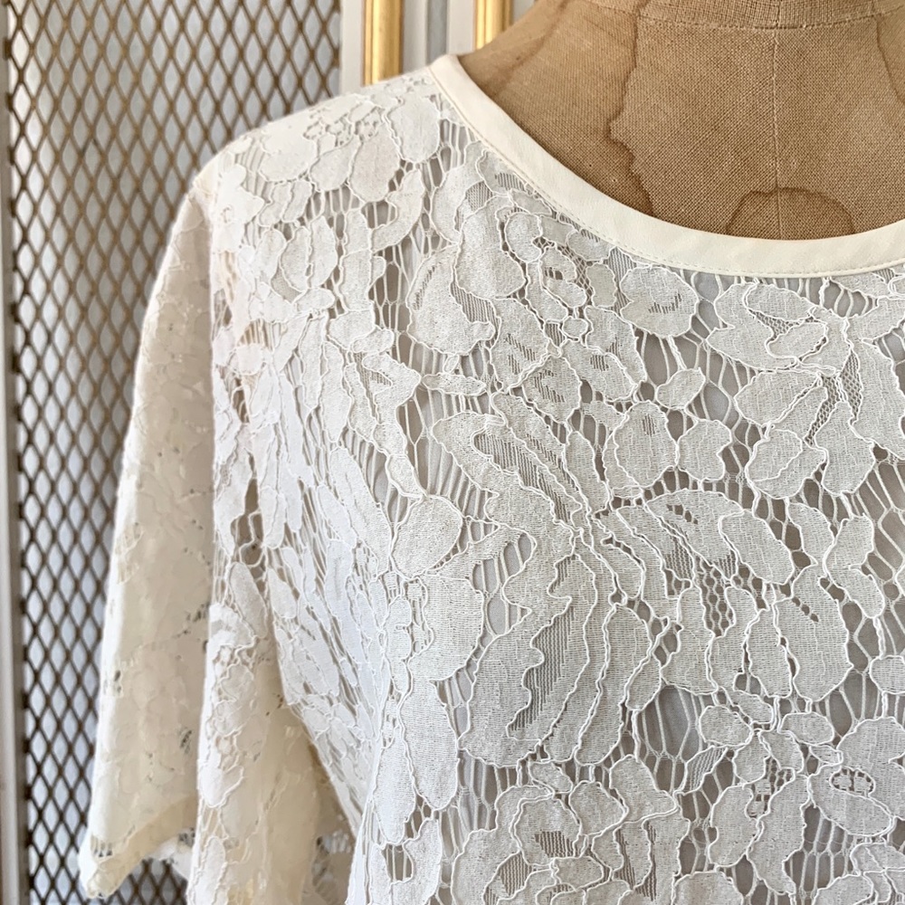 Pre-owned Madewell Lace Refined Tee Style F0191(L) - Picture 4 of 8